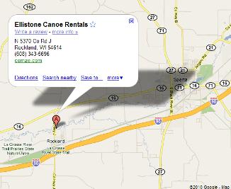 Map to Ellistone Canoe Rental
